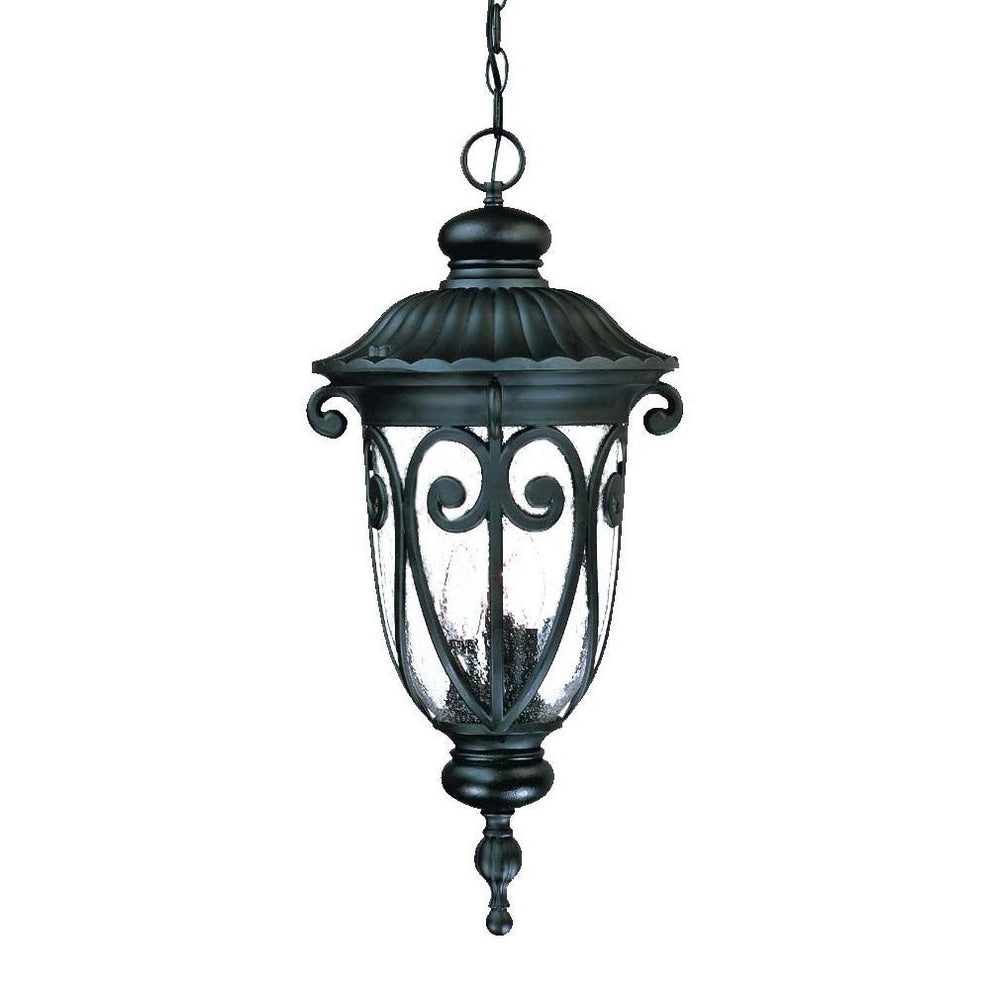 Naples 3-Light Matte Black Hanging Light By Homeroots | Chandeliers | Modishstore - 2