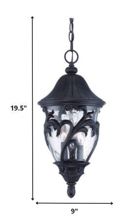 Three Light Matte Black Leaf Detail Hanging Light By Homeroots | Chandeliers | Modishstore - 5