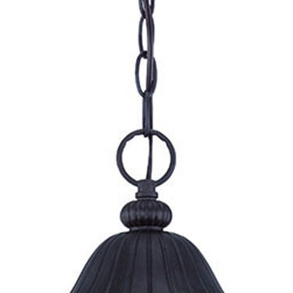 Three Light Matte Black Leaf Detail Hanging Light By Homeroots | Chandeliers | Modishstore - 3