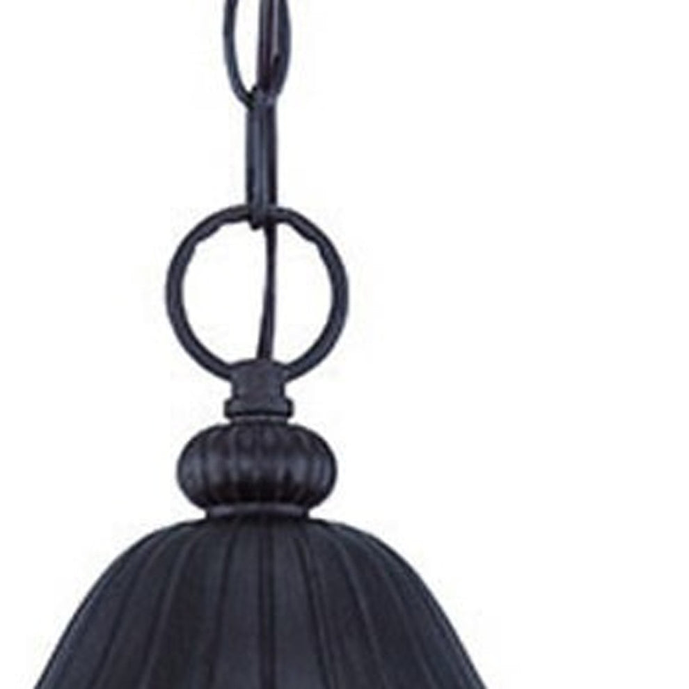 Three Light Matte Black Leaf Detail Hanging Light By Homeroots | Chandeliers | Modishstore - 4