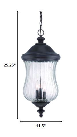 XL Three Light Matte Black Urn Shaped Hanging Light By Homeroots | Chandeliers | Modishstore - 5