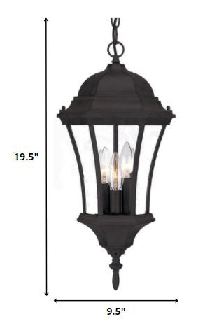 Three Light Matte Black Carousel Lantern Hanging Light By Homeroots | Lanterns | Modishstore - 2