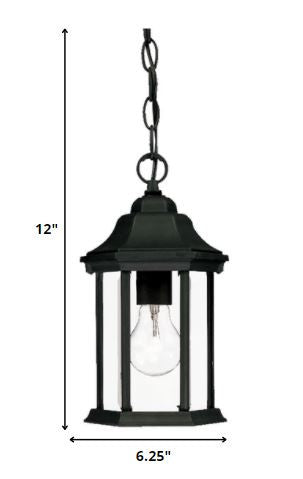 Narrow Matte Black Glass Lantern Hanging Light By Homeroots | Lanterns | Modishstore - 2