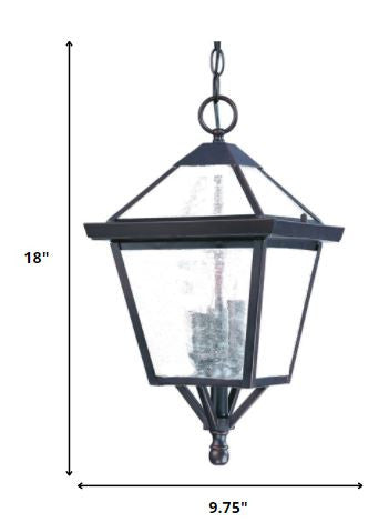 Three Light Bronze Glass Hanging Lantern Light By Homeroots | Lanterns | Modishstore - 2