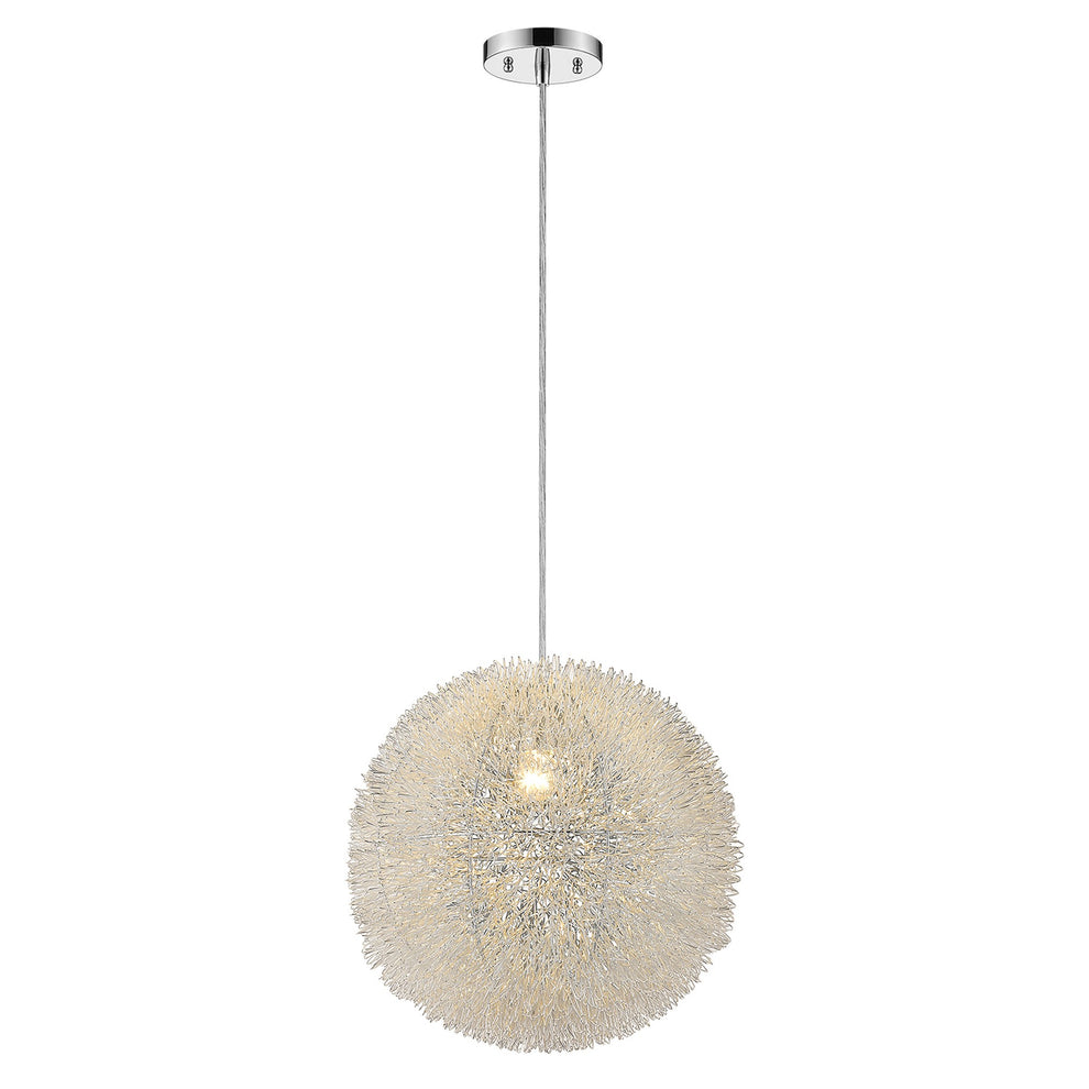 Luminary 1-Light Metallic Silver Pendant With Hand Woven Aluminum Wire Shade (12") By Homeroots | Pendant Lamps | Modishstore - 2