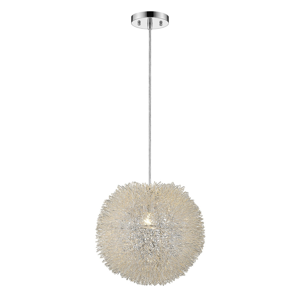 Luminary 1-Light Metallic Silver Pendant With Hand Woven Aluminum Wire Shade (15") By Homeroots | Pendant Lamps | Modishstore - 2