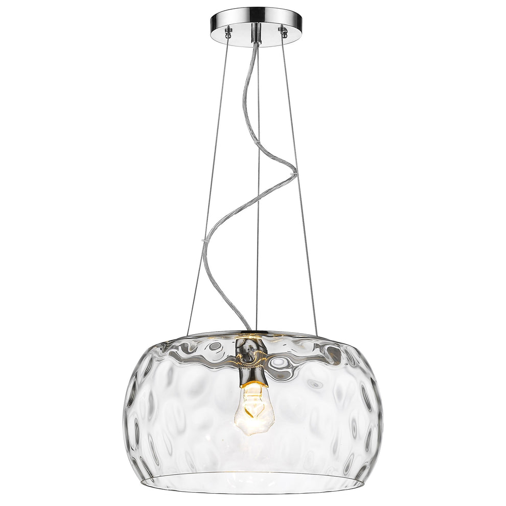 Mystere 1-Light Polished Chrome Pendant With Dimpled Glass Shade By Homeroots | Pendant Lamps | Modishstore - 2