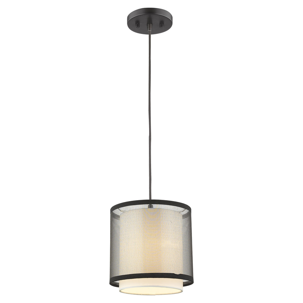 Antique Bronze Hanging Light with Fabric Shade By Homeroots | Chandeliers | Modishstore - 2