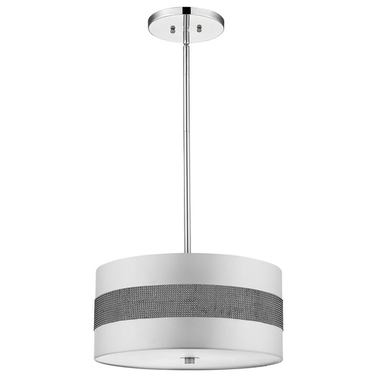 Harmony 3-Light Metallic Silver Pendant With Crystal Studded Platinum Sheen Shade By Homeroots | Pendant Lamps | Modishstore