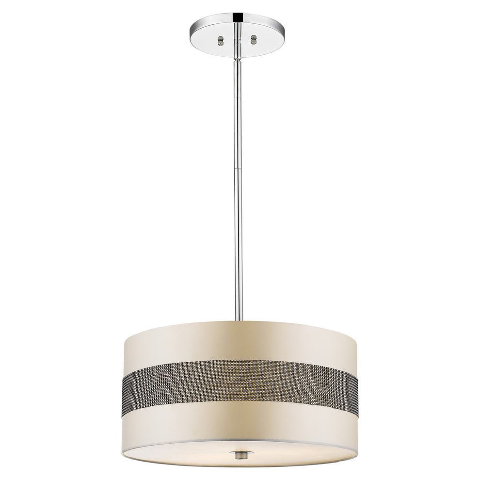 Harmony 3-Light Metallic Silver Pendant With Crystal Studded Platinum Sheen Shade By Homeroots | Pendant Lamps | Modishstore - 2