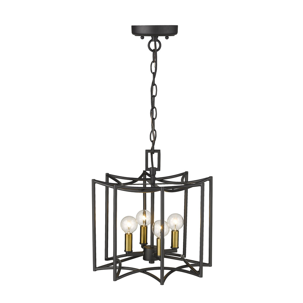 Rhian 4-Light Matte Black Pendant By Homeroots | Pendant Lamps | Modishstore - 3