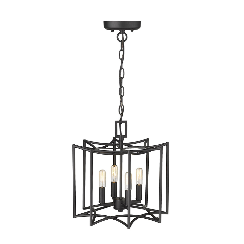 Rhian 4-Light Matte Black Pendant By Homeroots | Pendant Lamps | Modishstore - 6