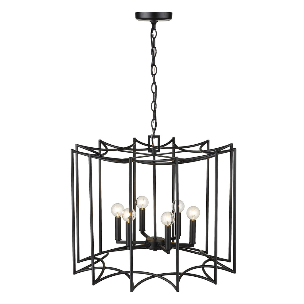 Rhian 8-Light Matte Black Pendant By Homeroots | Pendant Lamps | Modishstore - 5