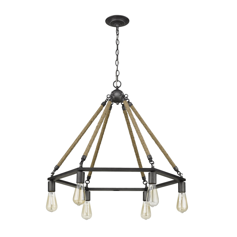 Holden 6-Light Antique Gray Wagon Wheel Chandelier By Homeroots | Chandeliers | Modishstore - 3