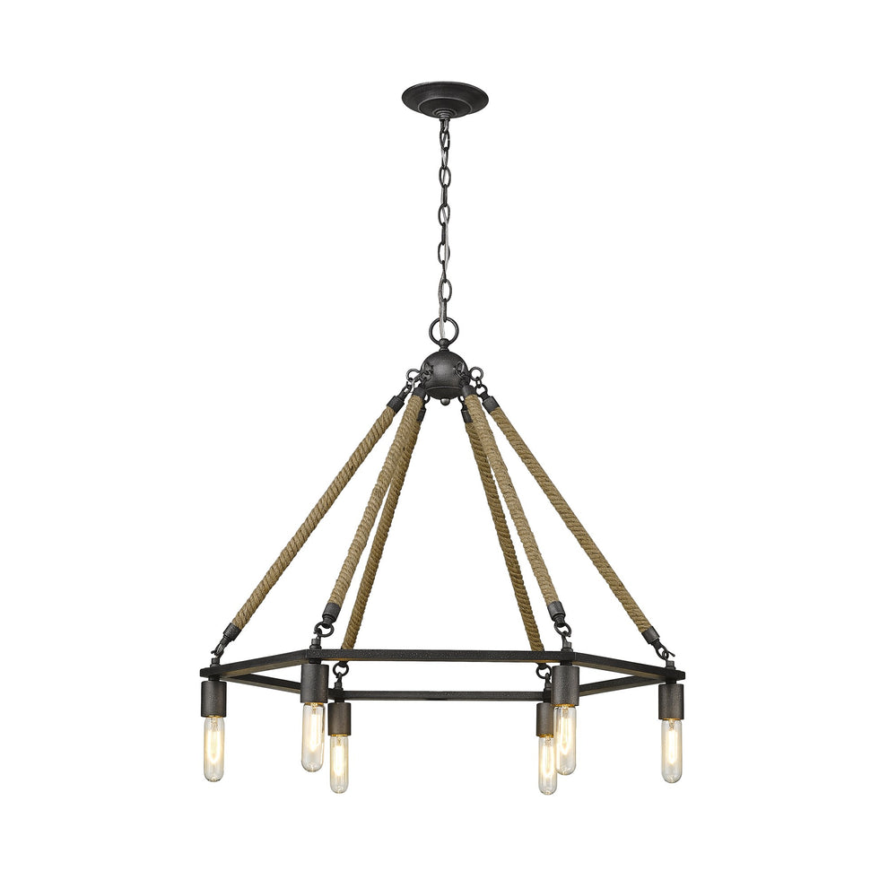 Holden 6-Light Antique Gray Wagon Wheel Chandelier By Homeroots | Chandeliers | Modishstore - 8