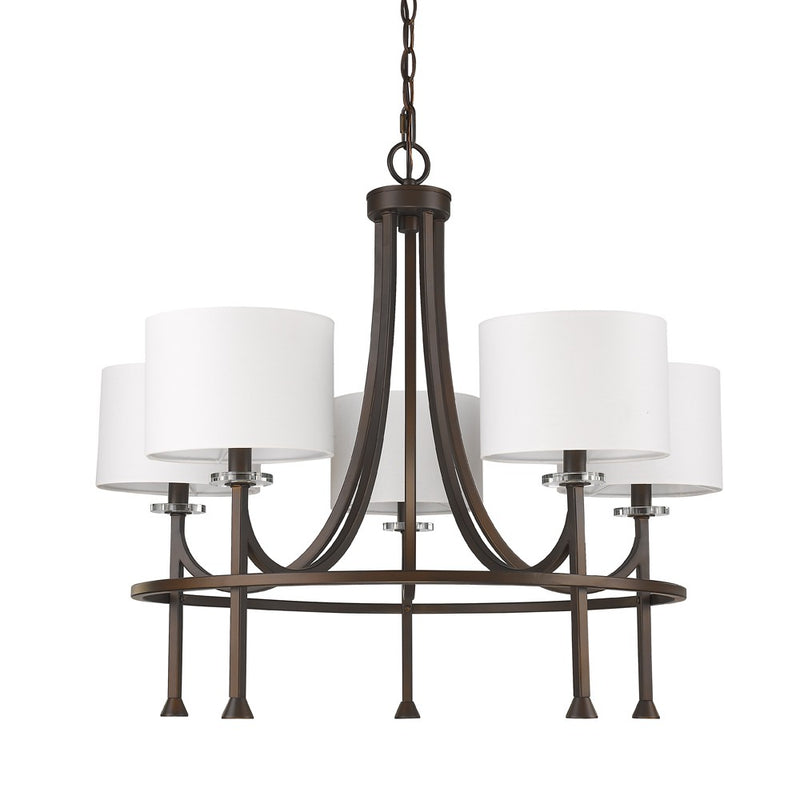 Kara 5-Light Oil-Rubbed Bronze Chandelier With Fabric Shades And Crystal Bobeches By Homeroots | Chandeliers | Modishstore