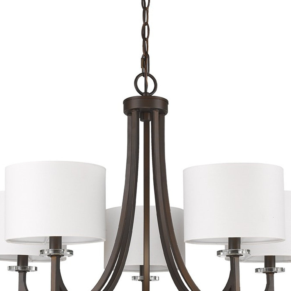 Kara 5-Light Oil-Rubbed Bronze Chandelier With Fabric Shades And Crystal Bobeches By Homeroots | Chandeliers | Modishstore - 2