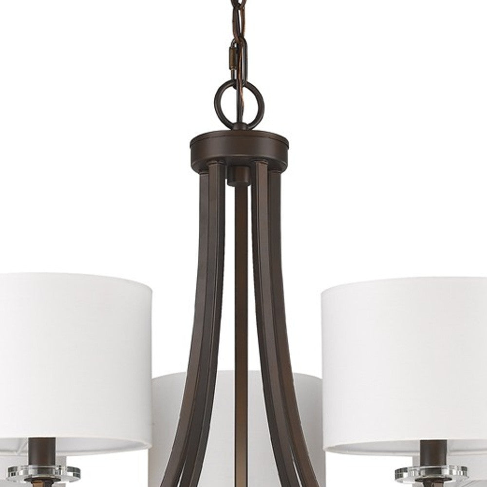 Kara 5-Light Oil-Rubbed Bronze Chandelier With Fabric Shades And Crystal Bobeches By Homeroots | Chandeliers | Modishstore - 3