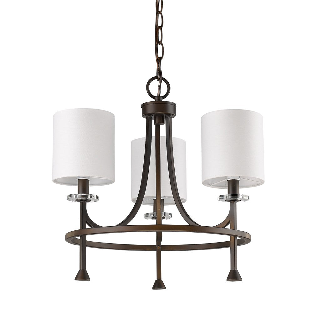 Kara 3-Light Oil-Rubbed Bronze Chandelier With Fabric Shades And Crystal Bobeches By Homeroots