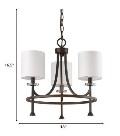 Kara 3-Light Oil-Rubbed Bronze Chandelier With Fabric Shades And Crystal Bobeches By Homeroots | Chandeliers | Modishstore - 5