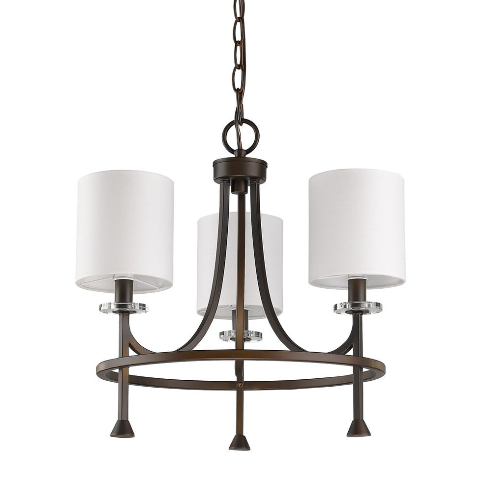 Kara 3-Light Oil-Rubbed Bronze Chandelier With Fabric Shades And Crystal Bobeches By Homeroots | Chandeliers | Modishstore - 2