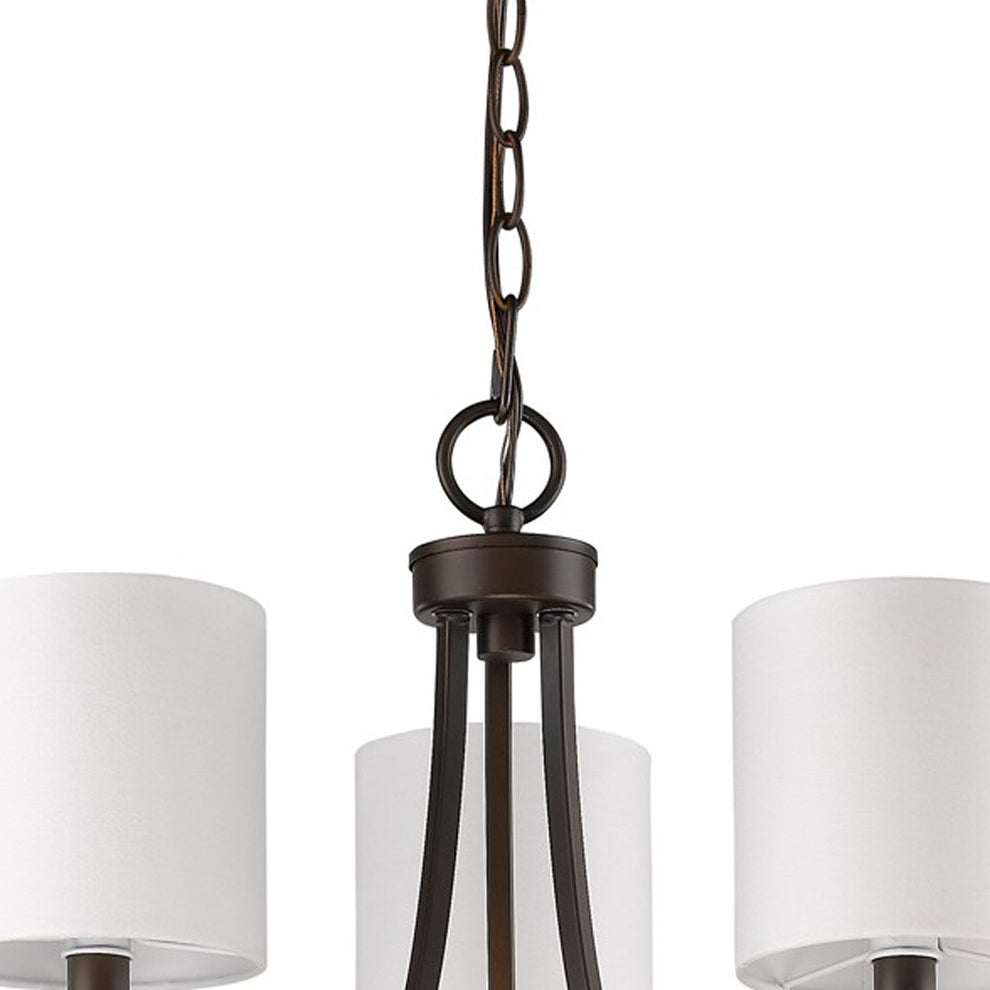 Kara 3-Light Oil-Rubbed Bronze Chandelier With Fabric Shades And Crystal Bobeches By Homeroots | Chandeliers | Modishstore - 3