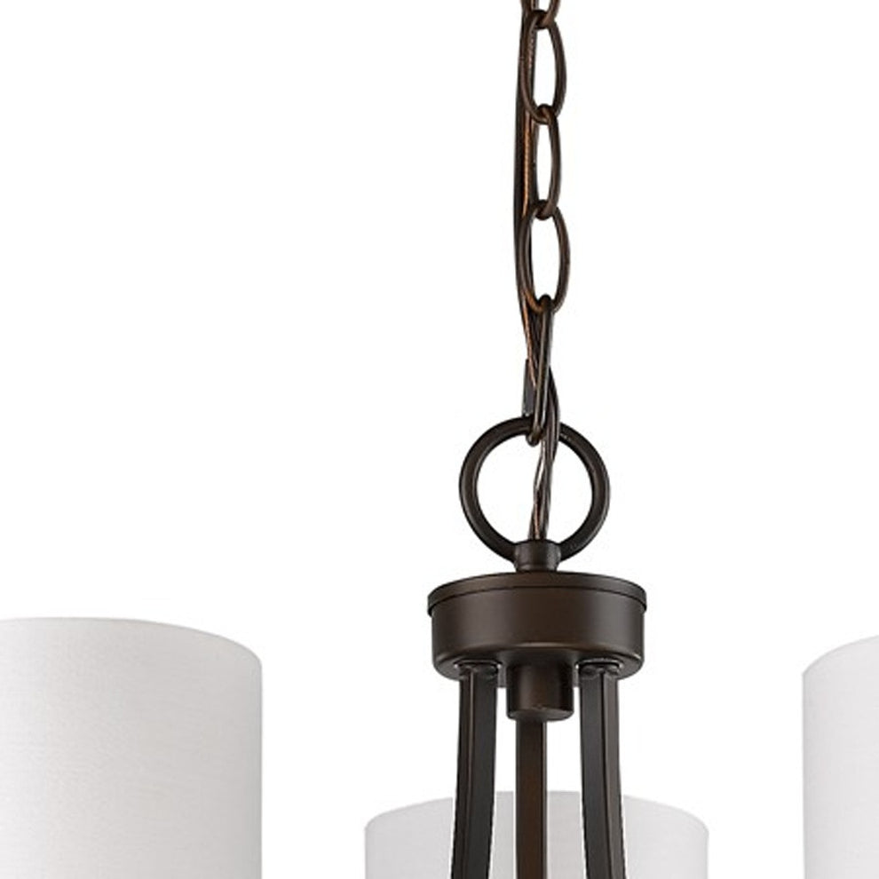 Kara 3-Light Oil-Rubbed Bronze Chandelier With Fabric Shades And Crystal Bobeches By Homeroots | Chandeliers | Modishstore - 4