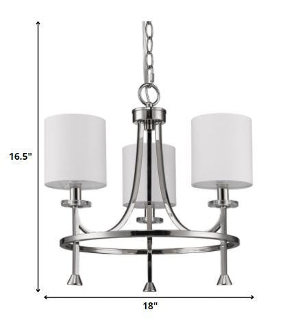 Kara 3-Light Polished Nickel Chandelier With Fabric Shades And Crystal Bobeches By Homeroots | Chandeliers | Modishstore - 5