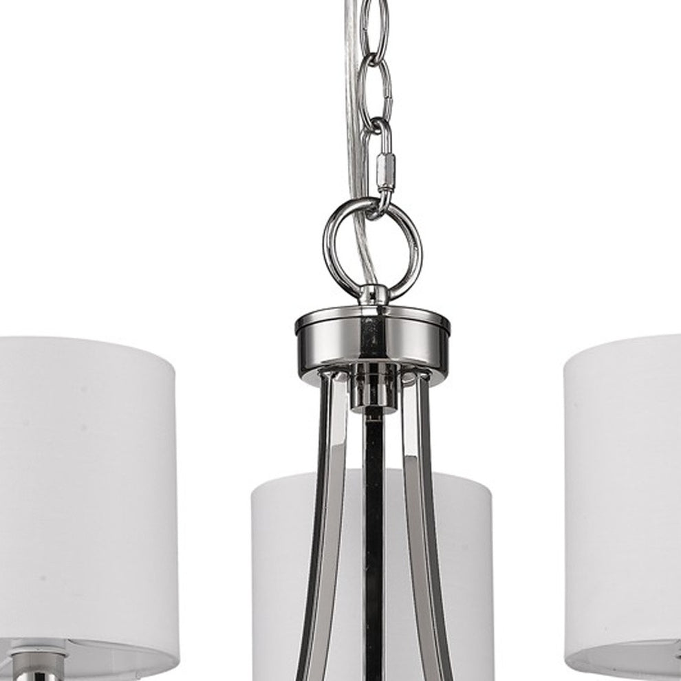 Kara 3-Light Polished Nickel Chandelier With Fabric Shades And Crystal Bobeches By Homeroots | Chandeliers | Modishstore - 4