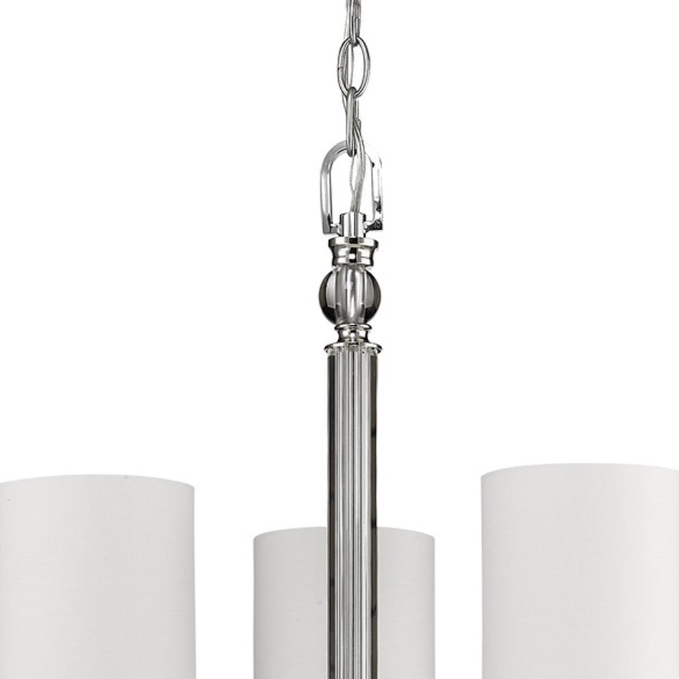 Lily 3-Light Polished Nickel Chandelier With Fabric Shades And Crystal Accents By Homeroots | Chandeliers | Modishstore - 3