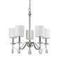 Lily 5-Light Polished Nickel Chandelier With Fabric Shades And Crystal Accents By Homeroots | Chandeliers | Modishstore