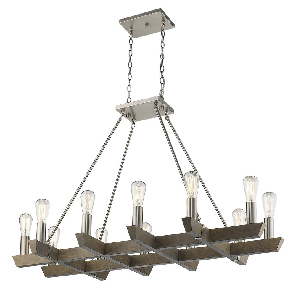 Finnick 12-Light Satin Nickel Chandelier By Homeroots | Chandeliers | Modishstore - 2