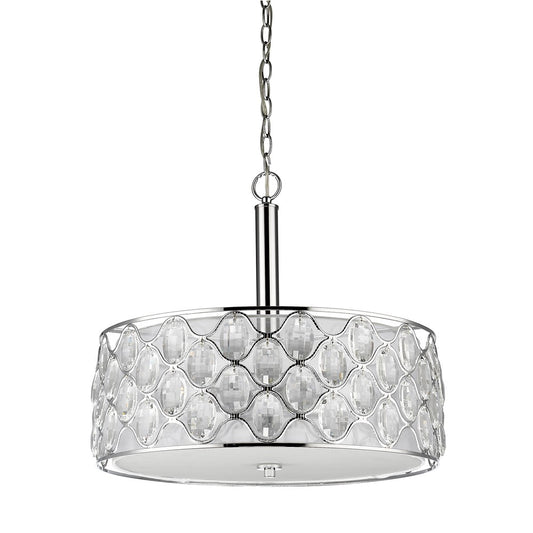 Isabella 4-Light Polished Nickel Drum Pendant With Crystal Accents By Homeroots | Pendant Lamps | Modishstore