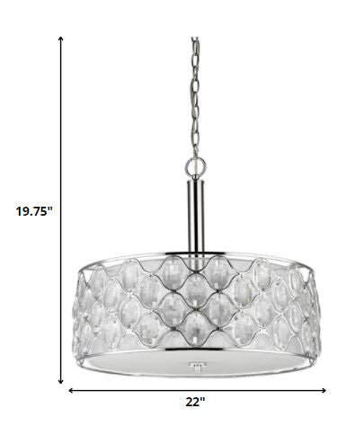 Isabella 4-Light Polished Nickel Drum Pendant With Crystal Accents By Homeroots