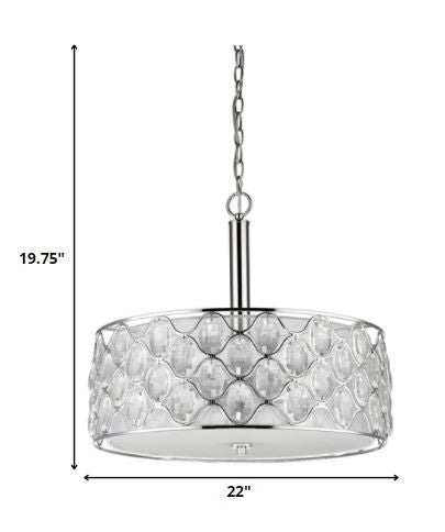 Isabella 4-Light Polished Nickel Drum Pendant With Crystal Accents By Homeroots | Pendant Lamps | Modishstore - 5