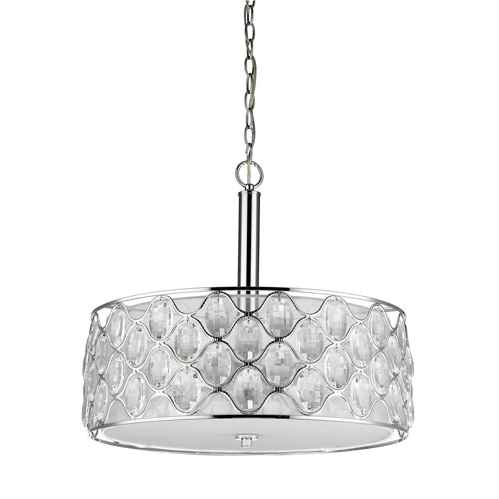 Isabella 4-Light Polished Nickel Drum Pendant With Crystal Accents By Homeroots | Pendant Lamps | Modishstore - 2