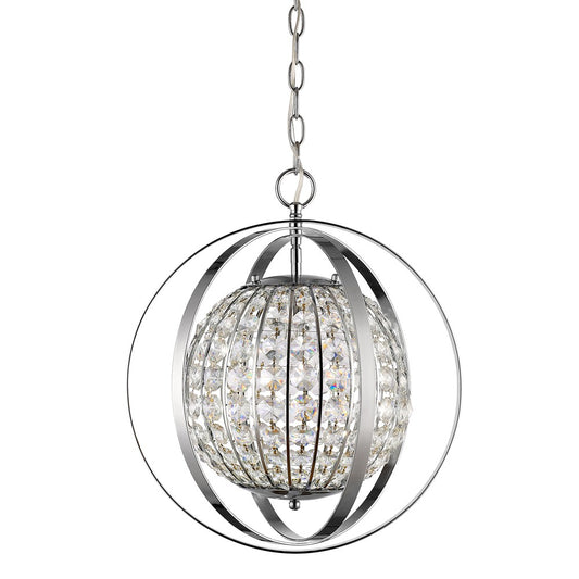 Olivia 1-Light Polished Nickel Crystal Globe Pendant By Homeroots - 398064