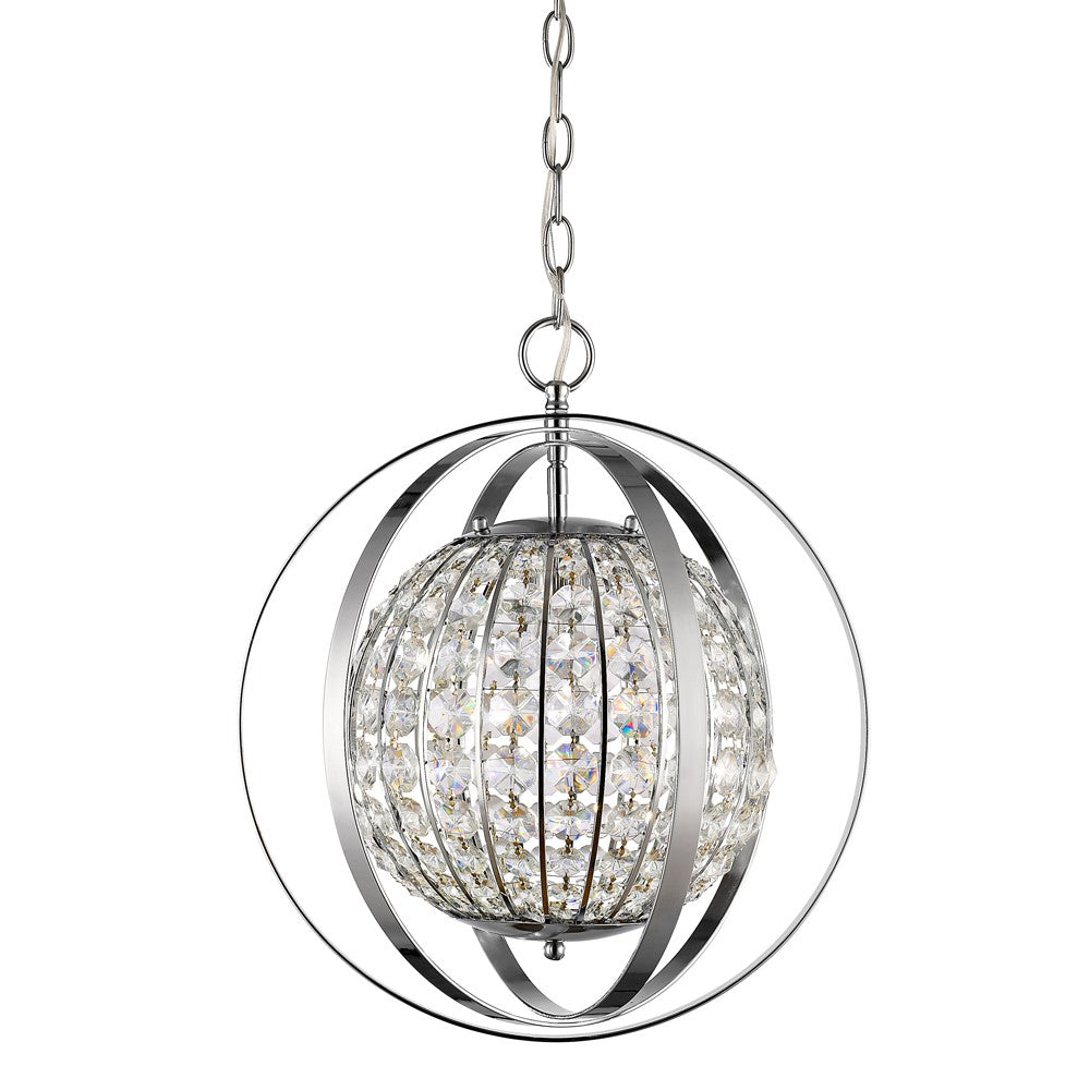 Olivia 1-Light Polished Nickel Crystal Globe Pendant By Homeroots - 398064 | Pendant Lamps | Modishstore