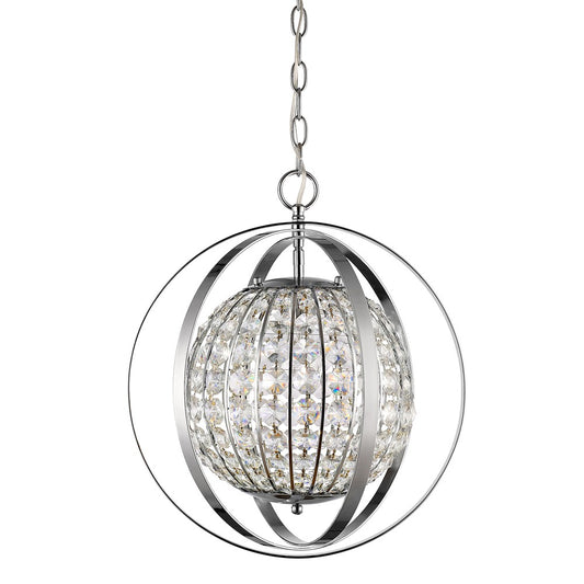 Olivia 1-Light Polished Nickel Crystal Globe Pendant By Homeroots - 398064 | Pendant Lamps | Modishstore