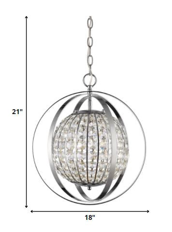 Olivia 1-Light Polished Nickel Crystal Globe Pendant By Homeroots - 398064 | Pendant Lamps | Modishstore - 5