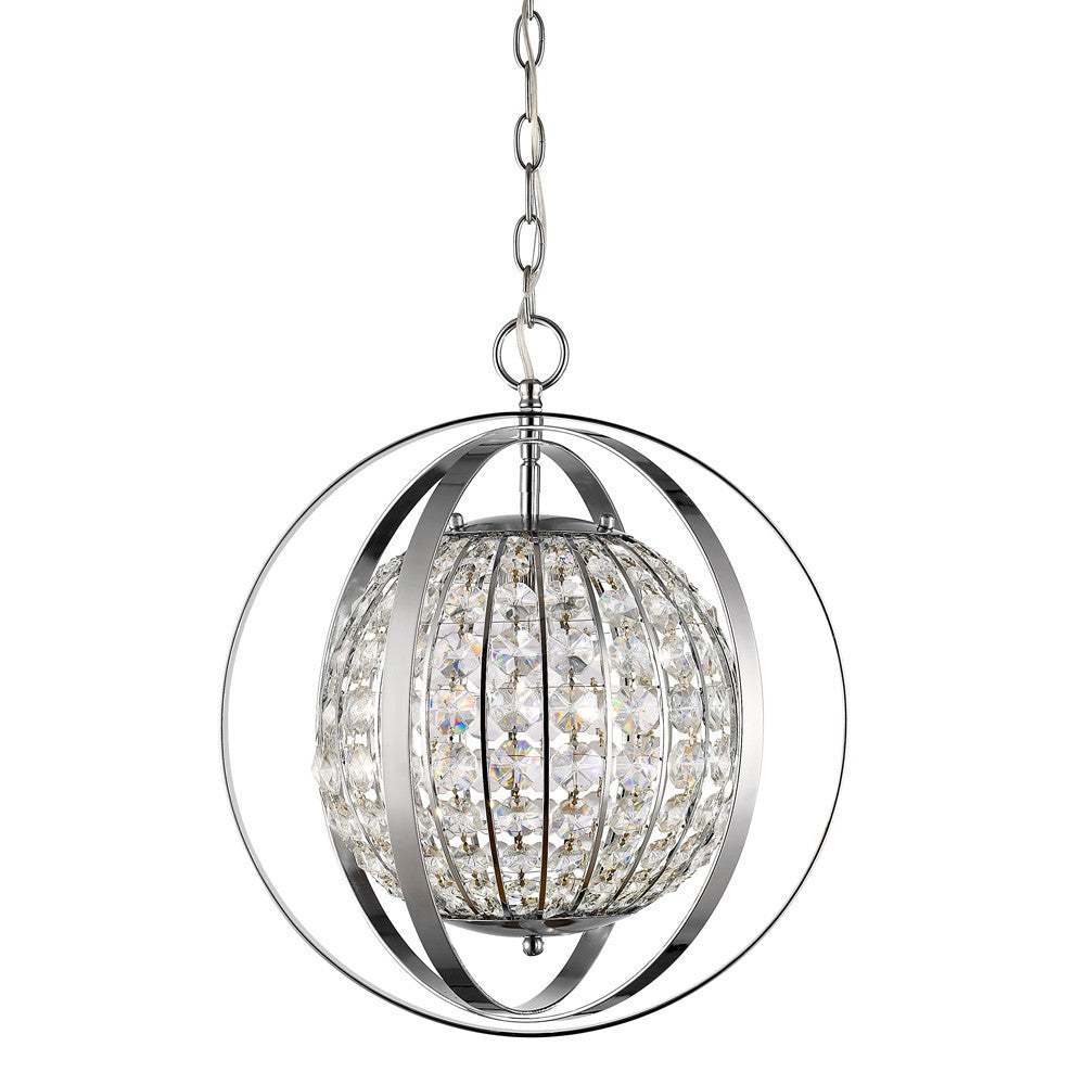 Olivia 1-Light Polished Nickel Crystal Globe Pendant By Homeroots - 398064 | Pendant Lamps | Modishstore - 2