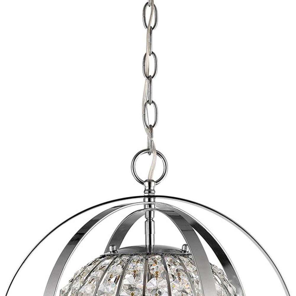 Olivia 1-Light Polished Nickel Crystal Globe Pendant By Homeroots - 398064