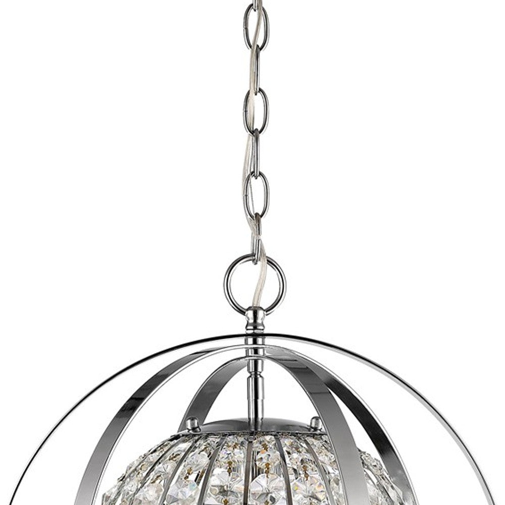 Olivia 1-Light Polished Nickel Crystal Globe Pendant By Homeroots - 398064 | Pendant Lamps | Modishstore - 3