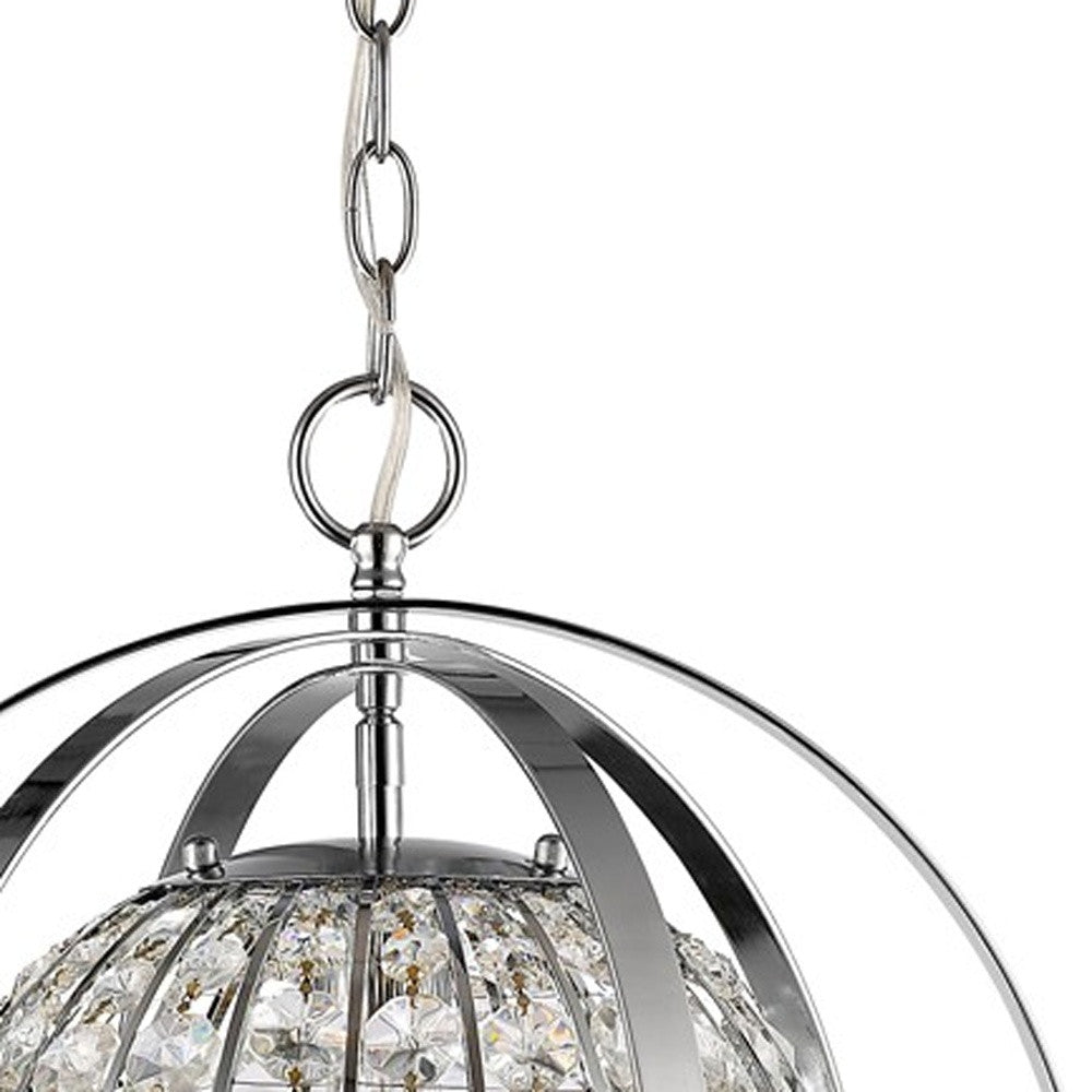 Olivia 1-Light Polished Nickel Crystal Globe Pendant By Homeroots - 398064 | Pendant Lamps | Modishstore - 4