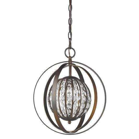 Olivia 1-Light Oil-Rubbed Bronze Crystal Globe Pendant By Homeroots - 398067 | Pendant Lamps | Modishstore