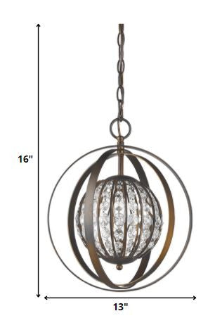 Olivia 1-Light Oil-Rubbed Bronze Crystal Globe Pendant By Homeroots - 398067 | Pendant Lamps | Modishstore - 5