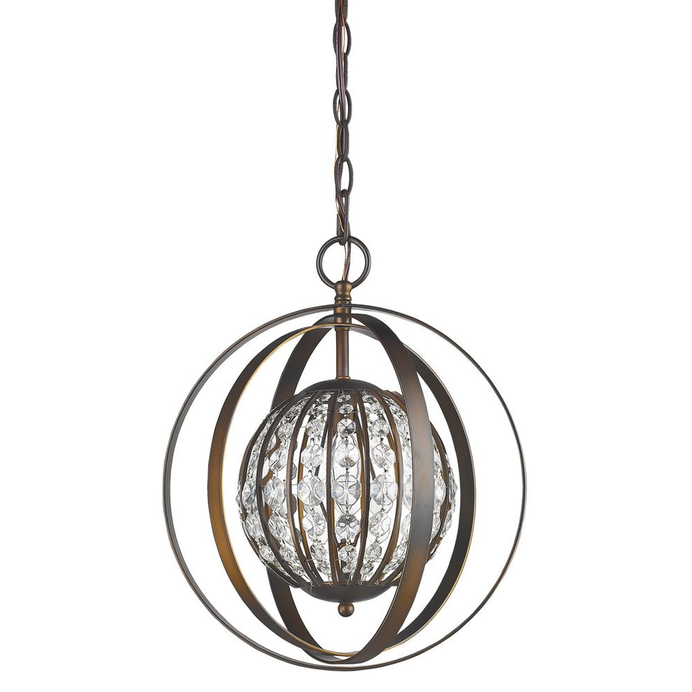 Olivia 1-Light Oil-Rubbed Bronze Crystal Globe Pendant By Homeroots - 398067 | Pendant Lamps | Modishstore - 2