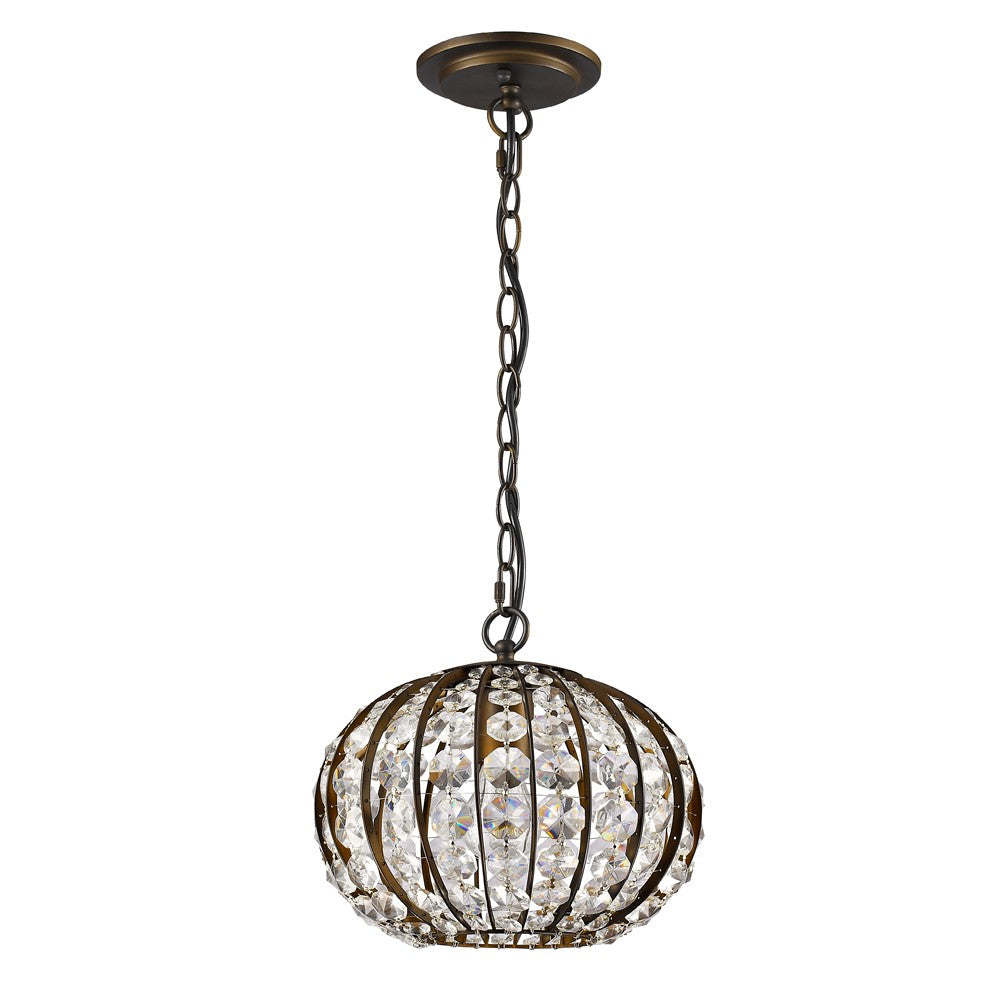 Olivia 1-Light Oil-Rubbed Bronze Crystal Globe Pendant By Homeroots - 398069 | Pendant Lamps | Modishstore