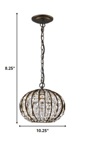 Olivia 1-Light Oil-Rubbed Bronze Crystal Globe Pendant By Homeroots - 398069 | Pendant Lamps | Modishstore - 5