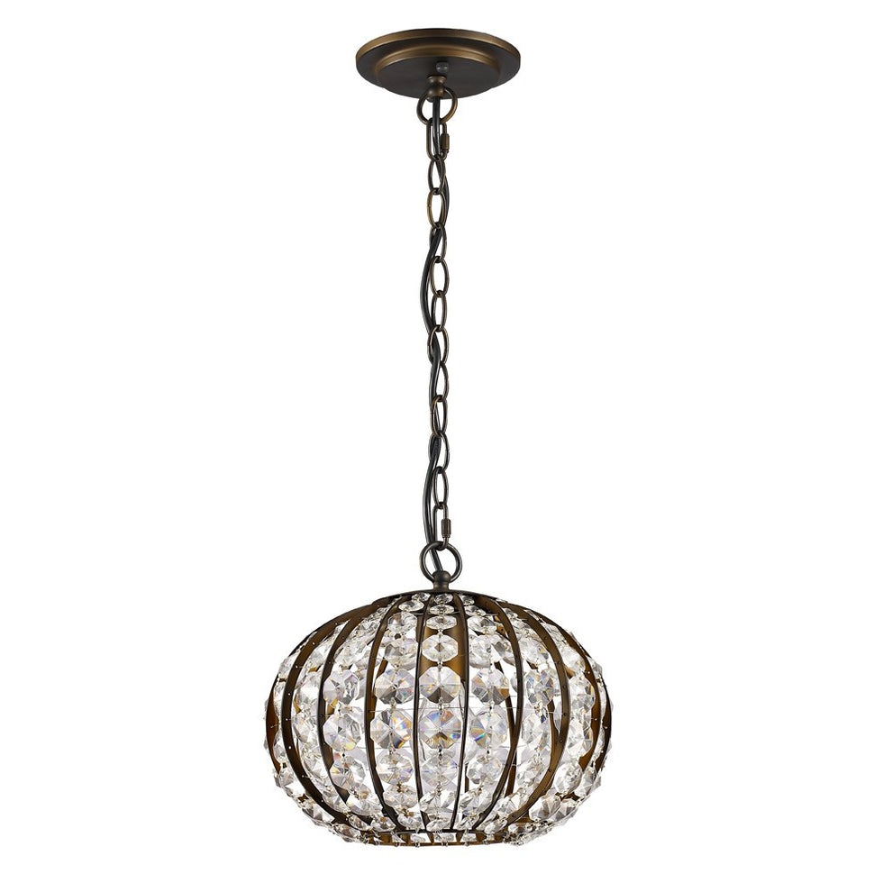 Olivia 1-Light Oil-Rubbed Bronze Crystal Globe Pendant By Homeroots - 398069 | Pendant Lamps | Modishstore - 2